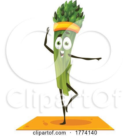 Yoga Asparagus Food Character by Vector Tradition SM