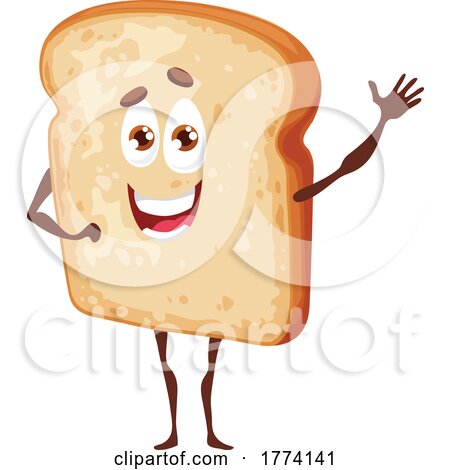 Waving Bread Slice Food Character by Vector Tradition SM