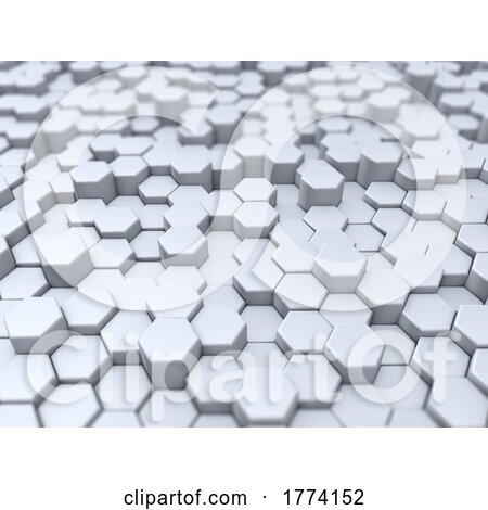 3D Abstract Landscape with Extruding Hexagons with Shallow Depth of Field by KJ Pargeter