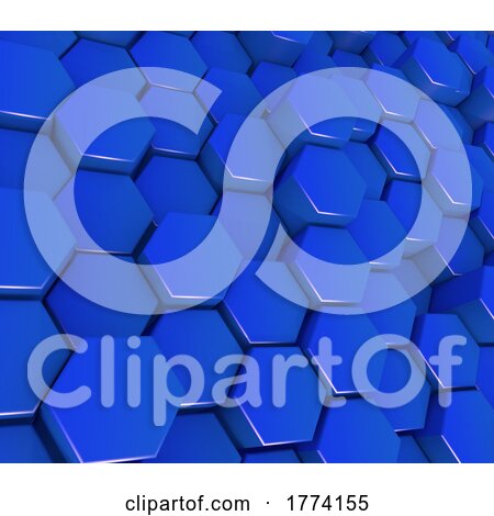 3D Abstract Background with Wall of Extruding Hexagons by KJ Pargeter