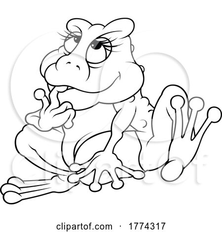 Cartoon Black and White Thinking Frog by dero
