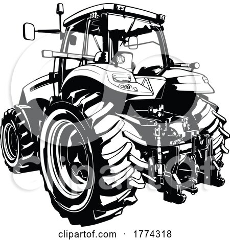 Black and White Tractor Rear View by dero