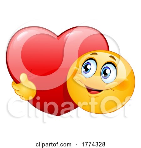 Cartoon Emoji Smiley Emoticon Hugging a Valentine Heart by yayayoyo