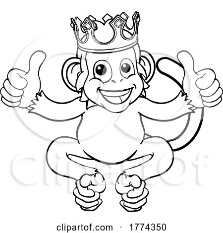 Monkey King Crown Cartoon Animal Giving Thumbs up by AtStockIllustration