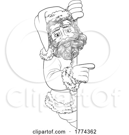 Santa Claus Christmas Pointing at Sign Cartoon by AtStockIllustration