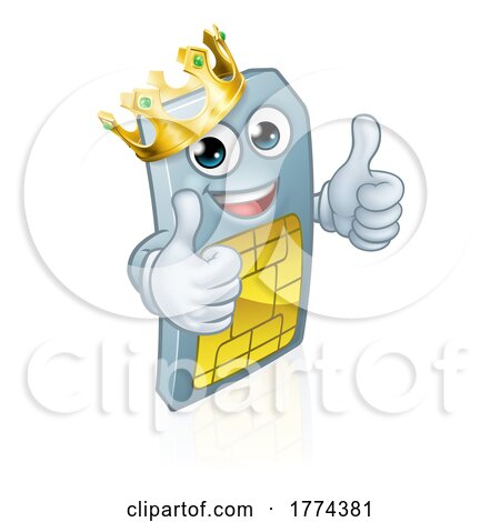 King Mobile Phone Sim Card Cartoon Mascot by AtStockIllustration