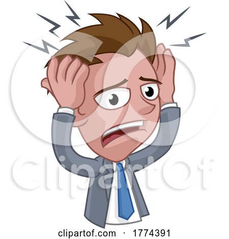Stressed or Headache Business Man Cartoon by AtStockIllustration