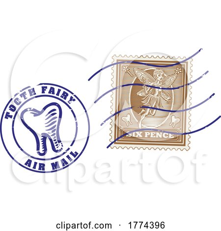 Tooth Fairy Letter Postage Postal Post Stamps by AtStockIllustration
