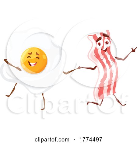 Egg and Bacon Breakfast Food Mascots Posters, Art Prints