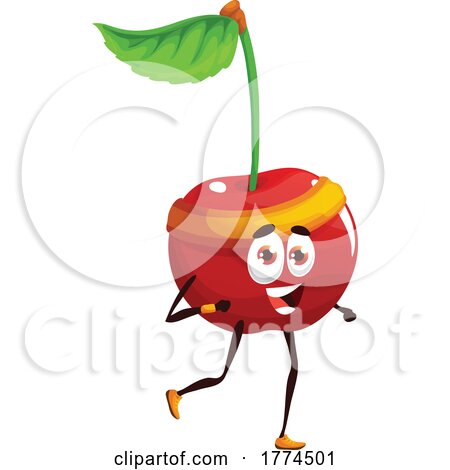 Jogging Cherry Food Mascot by Vector Tradition SM