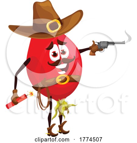 Cowboy Rosehip Food Mascot by Vector Tradition SM