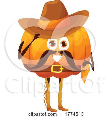 Cowboy Pumpkin Food Mascot by Vector Tradition SM