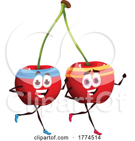 Jogging Cherry Food Mascots by Vector Tradition SM