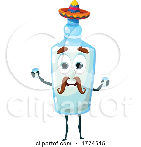 Pulque Mexican Drink Bottle Food Mascot by Vector Tradition SM