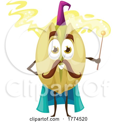 Wizard Pistacio Food Mascot by Vector Tradition SM