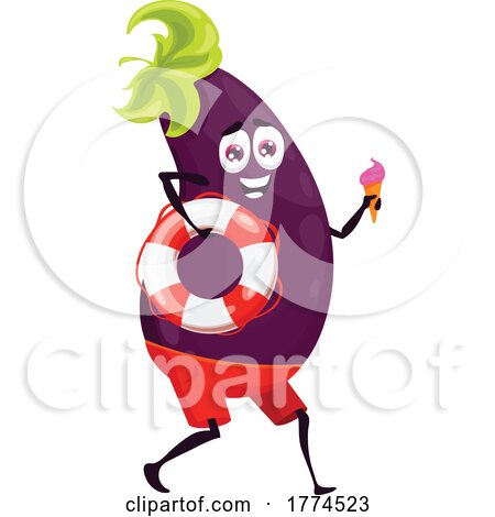 Summer Eggplant Food Mascot by Vector Tradition SM