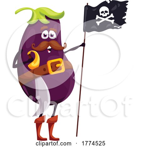 Pirate Eggplant Food Mascot by Vector Tradition SM