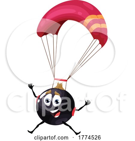 Parachuting Currant Food Mascot by Vector Tradition SM