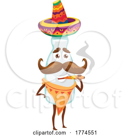 Tequila Bottle Mascot Smoking a Cigar by Vector Tradition SM