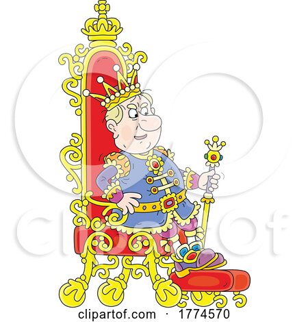 Cartoon King Sitting on the Throne by Alex Bannykh
