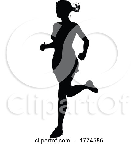 Silhouette Runner Woman Sprinter or Jogger Person by AtStockIllustration