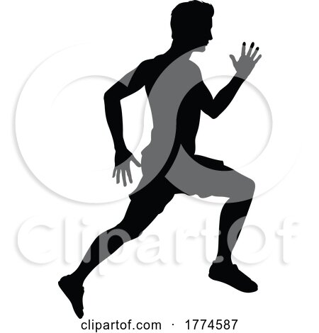 Silhouette Runner Man Sprinter or Jogger Person by AtStockIllustration