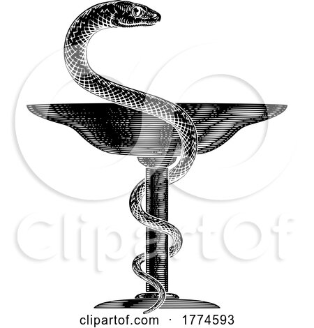 Bowl of Hygieia Snake Medical Pharmacy Symbol Icon by AtStockIllustration