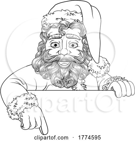 Santa Claus Christmas Pointing at Sign Cartoon by AtStockIllustration