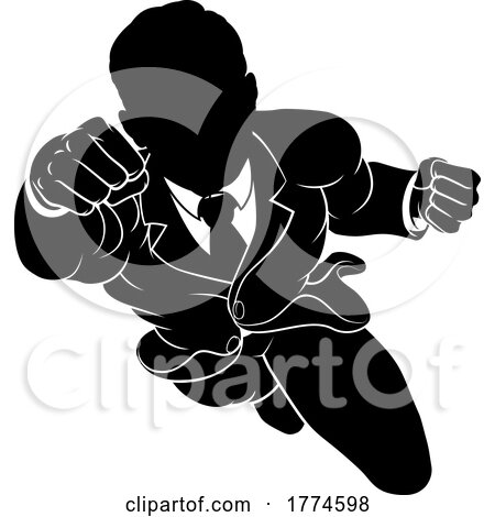 Silhouette Super Hero Business Man Superhero by AtStockIllustration