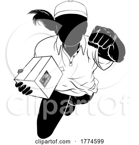 Silhouette Super Hero Delivery Woman Courier by AtStockIllustration
