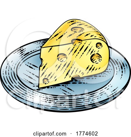 Swiss Cheese Vintage Woodcut Etching Style by AtStockIllustration