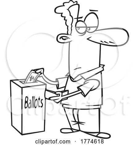 Cartoon Voter Holding His Wallet and Putting Cash in a Ballot Box by toonaday