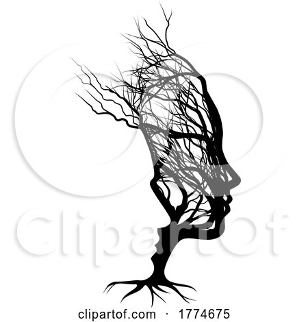 Optical Illusion Tree Man Woman Couple Faces by AtStockIllustration
