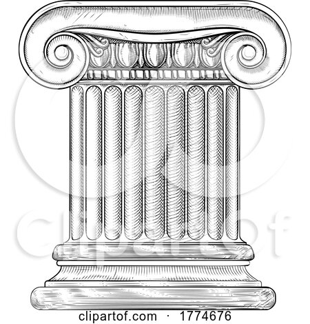 Column Pillar from Roman or Greek Temple Woodcut by AtStockIllustration