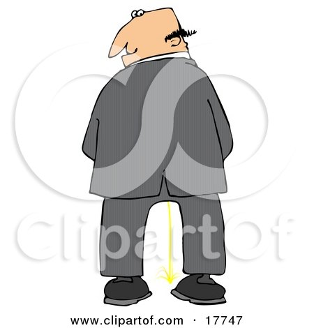 Caucasian Business Man Urinating And Looking Back Over His Shoulder Clipart Illustration by djart
