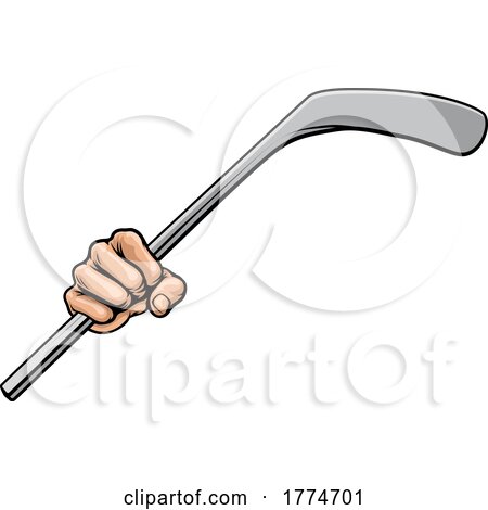 Hand Holding Ice Hockey Stick Cartoon by AtStockIllustration