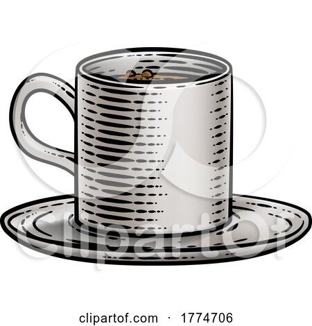 Coffee Tea Cup Drink Mug Vintage Woodcut by AtStockIllustration