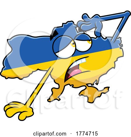 Cartoon Exhausted Ukraine Map Mascot by Hit Toon