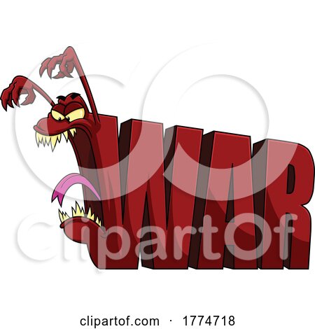 Cartoon Red War Word Monster by Hit Toon
