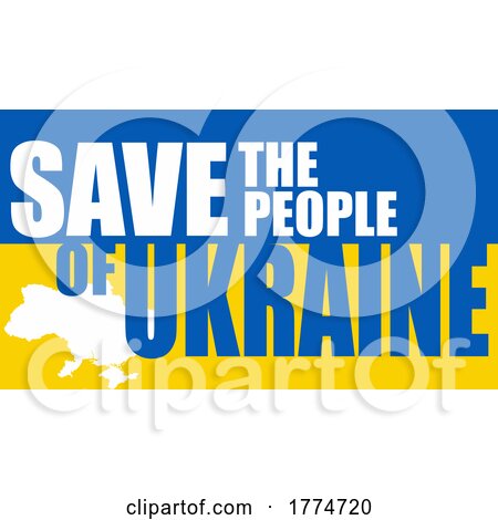 Cartoon Ukrainian Map with Save the People of Ukraine Text by Hit Toon