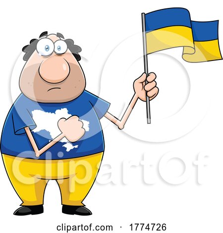 Cartoon Man Holding a Ukraine Flag by Hit Toon