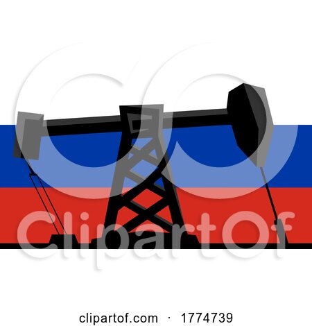 Cartoon Oil Refinery over a Russian Flag by Hit Toon