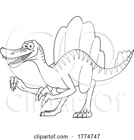 Black and White Cartoon Spinosaurus Dinosaur by Hit Toon