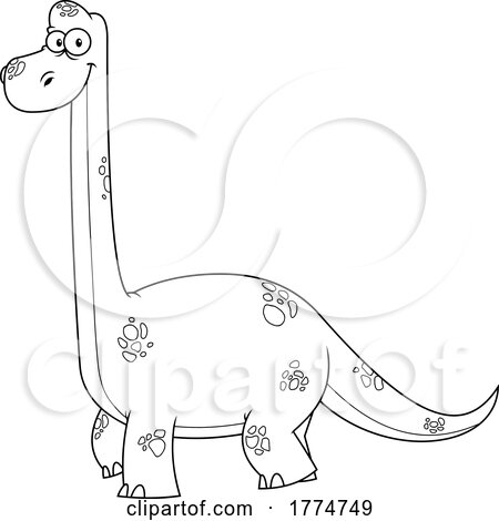 Black and White Cartoon Brontosaurus Dinosaur by Hit Toon