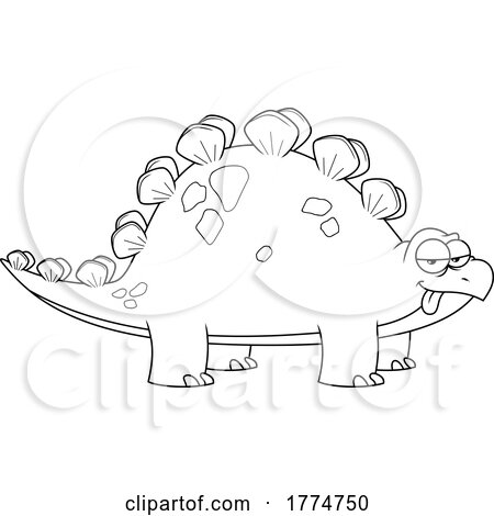 Black and White Cartoon Stegosaur Dinosaur by Hit Toon
