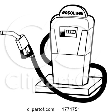 Black and White Cartoon Fuel Pump by Hit Toon