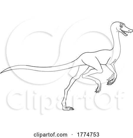 Black and White Cartoon Coelophysis Dinosaur by Hit Toon