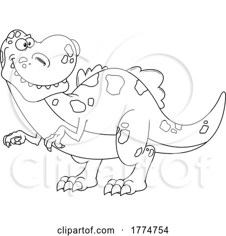 Black and White Cartoon Tyrannosaurus Rex Dinosaur by Hit Toon