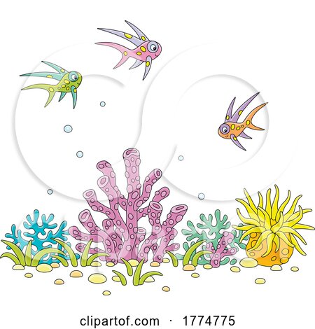 Cartoon Fish and Coral by Alex Bannykh
