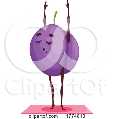 Yoga Plum Food Mascot by Vector Tradition SM